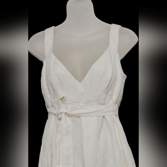 Burberry white linen sleeves dress size 12 - Picture 2 of 13